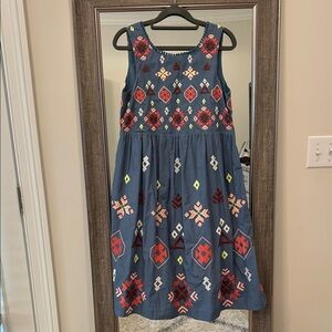 Anthropologie  Dress - Navy with Colorful Embroidery
